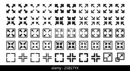Full screen and exit full screen icon set Stock Vector