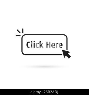 black click here button with shadow Stock Vector