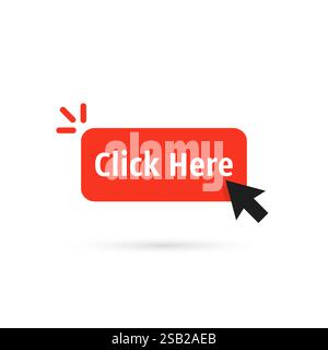 red click here button like sign up icon Stock Vector