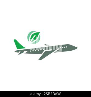 Biofuel airplane black line icon. Vector isolated element. Editable stroke. Stock Vector