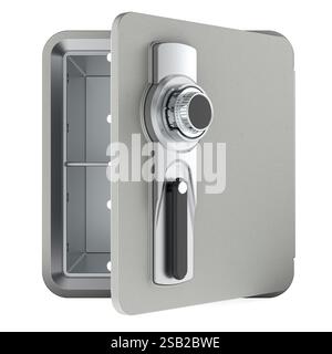 Safe box with combination lock. Opened, empty. 3D rendering isolated on white background Stock Photo
