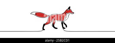 Fox continuous one line drawing vector illustration. Stock Vector