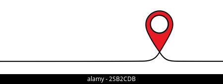 Location pins, geotag sign line continuous drawing vector. One line Location pins, geotag vector background. Location pin, geotag icon. Continuous out Stock Vector