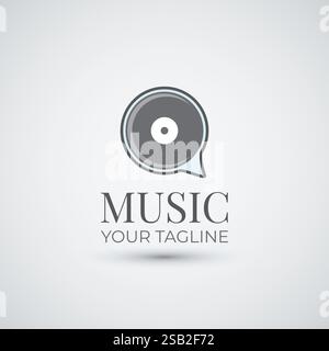 Chat disc music logo design icon template Stock Vector