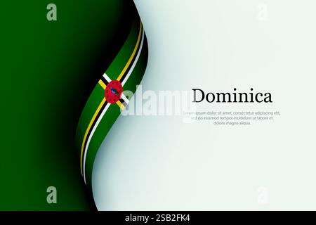 waving ribbon flag of Dominica. Template for independence day banner ...