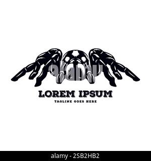Vintage Retro Black Spider Widow Tarantula Illustration Logo Design Vector Stock Vector