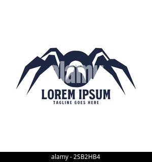Simple Minimalist Black Spider Widow Tarantula Illustration Design Vector Stock Vector
