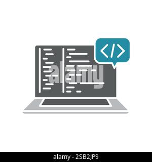 Programming flat icon. Vector isolated element. Editable stroke. Stock Vector