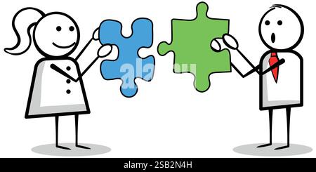 Teamwork concept, stickman characters working together, Team success idea Stock Vector