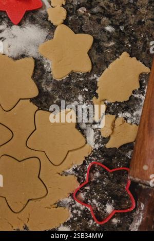 Star-Shaped Cookie Dough on Countertop Stock Photo