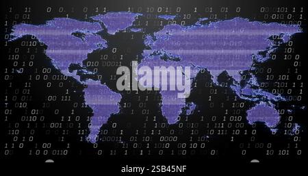 World map with binary code, data processing image Stock Photo