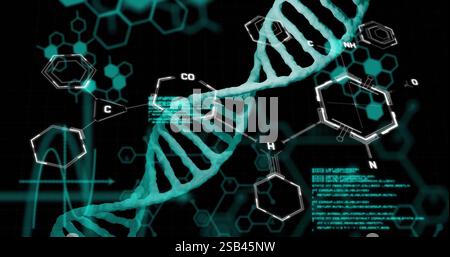 DNA strand and molecular structures, scientific research image Stock Photo