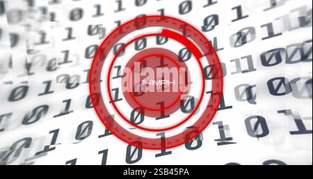 Speedometer reading 165MPH over binary code background in image Stock Photo