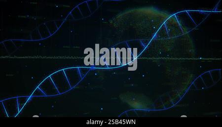 DNA strand and binary coding, scientific data processing image Stock Photo