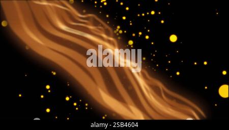 Flowing golden waves and glowing particles, abstract image Stock Photo