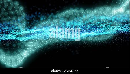 Blue and white particles forming wave patterns, abstract image Stock Photo