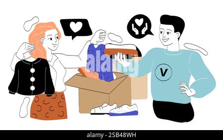 Clothing donation concept. Vector illustration Stock Vector