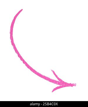One pink drawn arrow isolated on white Stock Photo