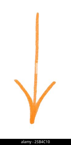 One orange drawn arrow isolated on white Stock Photo