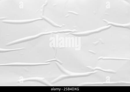 white crumpled and creased plastic poster texture background Stock Photo