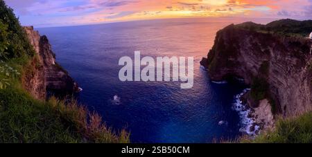 Incredible sunset views of Nusa Penida island in Bali, Indonesia Stock Photo
