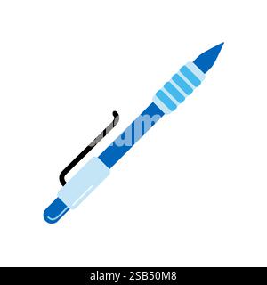 Blue pen mockup icon. Realistic illustration of blue pen mockup vector icon for web design. Vector illustration Stock Vector