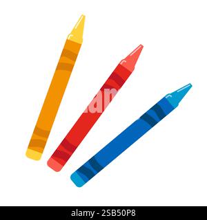 close up of colour pencils isolated on white background . Vector illustration Stock Vector