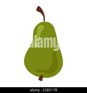 Green pear flat icon Balanced nutrition Tasty lunch snack. Vector illustration. Vector illustration Stock Vector