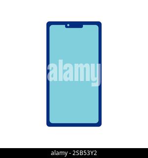 A blue outline smartphone with a light blue screen. Stock Vector