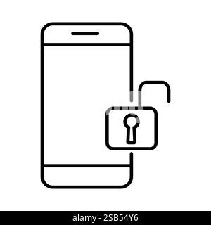 A smartphone displayed with an open padlock icon, symbolizing the concept of unlocking and enhancing security features in technology. This represents Stock Vector