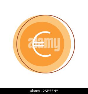 An orange circle featuring the letter E prominently displayed on its surface. Stock Vector
