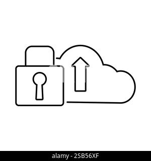 A lock symbol is illustrated in front of a cloud, representing secure data storage. This visual highlights the importance of protecting information in Stock Vector