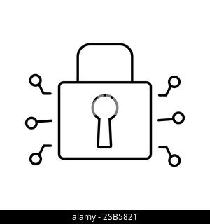 A digital padlock illustrates the concept of cybersecurity, symbolizing data protection and secure access to information in today's technology-driven Stock Vector