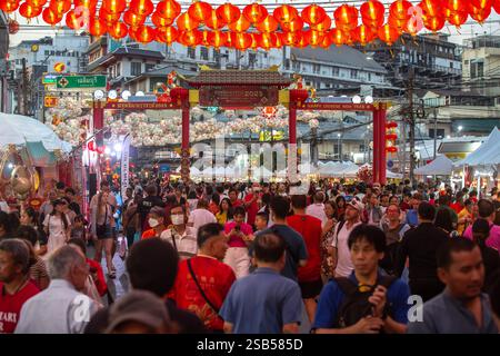 Bangkok, Thailand - January 30, 2025: People celebrating Chinese New Year in Bangkok, Thailand. Stock Photo