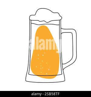 beer glass fresh alcoholic drink cartoon vector illustration graphic design. Vector illustration Stock Vector