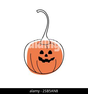 Pumpkin head set. Cute and scary Halloween pumpkin monster set. Holidays cartoon character in flat style collection. Vector illustration Stock Vector