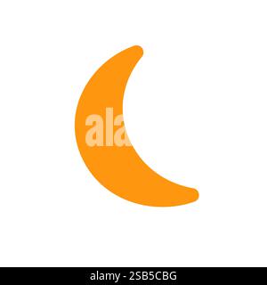 A bright orange crescent moon design stands out against a plain background, creating a modern and minimalistic aesthetic suitable for various decorati Stock Vector