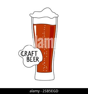 Glass of foamy beer. Vector illustration on white background. Vector illustration Stock Vector