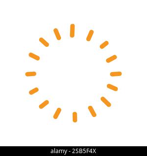 This vector artwork features a circular shape adorned with radiating lines in vibrant orange, giving a cheerful sun-like appearance that brings a sens Stock Vector