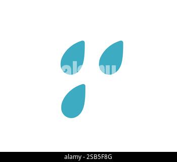 Three simple, stylized blue water droplets float against a white background, ideal for representing purity, freshness, and environmental awareness in Stock Vector
