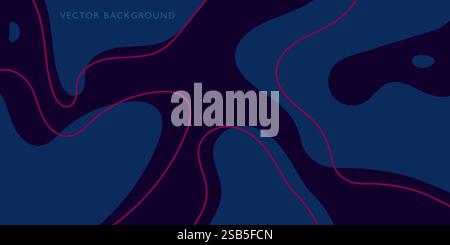 This abstract background features a blend of blue and pink hues with intricate lines running through the composition. The lines create a sense of move Stock Vector