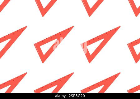 Straightedge symbol. Ruler icon seamless pattern on white background. Flat design. Vector illustration Stock Vector