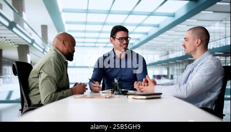 Top African American businessman discussing corporate strategy on laptop view Stock Photo