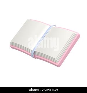 Open book with a bookmark on white background. 3d illustration. Stock Photo