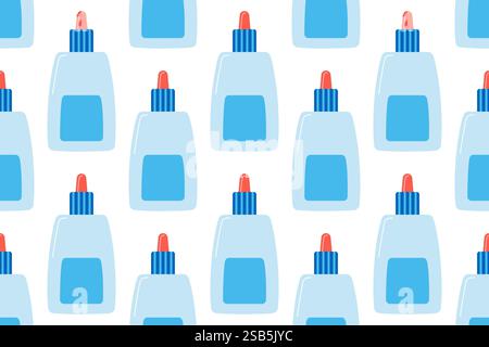 medical bottle drug seamless pattern, repeat background in flat style. Vector illustration Stock Vector
