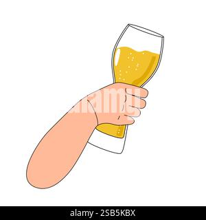 Image illustration of a hand holding a beer mug. Vector illustration Stock Vector