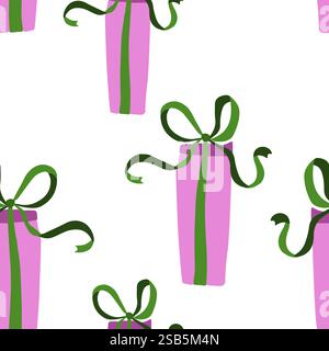 Seamless pattern gift box Illustrations. Simple cute style. Universal colors. Suitable for any holiday, event, celebration. Stock Vector