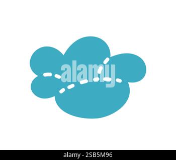 This design features a stylized cloud in a vibrant turquoise color. The cloud has playful dashed outlines, giving it a whimsical appearance. Ideal for Stock Vector