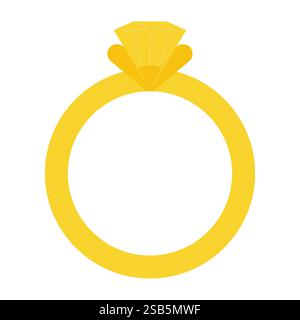 Golden Engagement Ring Cartoon Icon Stock Vector