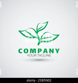green tea leaf logo design template Stock Vector